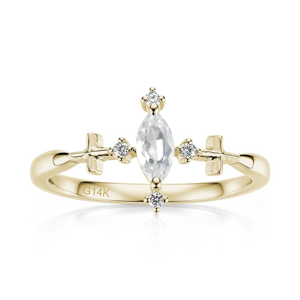 Petite Marquise Cut London Blue Topaz Cross Ring - LUO Jewelry #gemstone_White Topaz