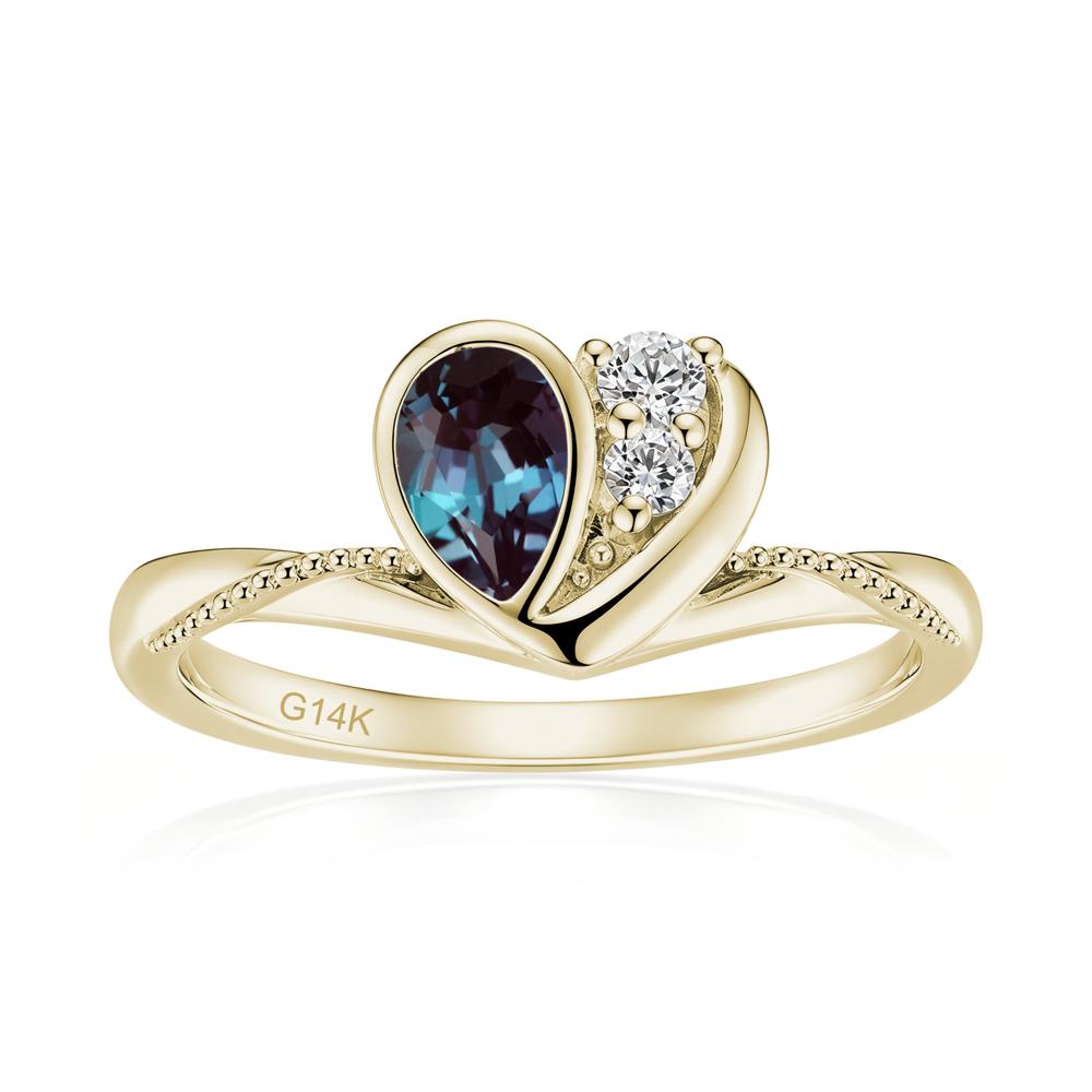 Bezel Setting Amethyst Milgrain Ring - LUO Jewelry #gemstone_Alexandrite