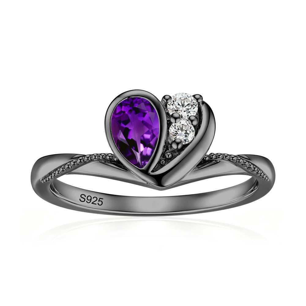 Bezel Setting Amethyst Milgrain Ring - LUO Jewelry #gemstone_Amethyst