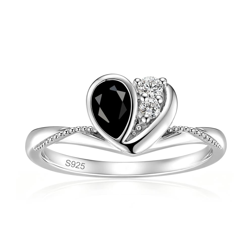 Bezel Setting Amethyst Milgrain Ring - LUO Jewelry #gemstone_Black Spinel