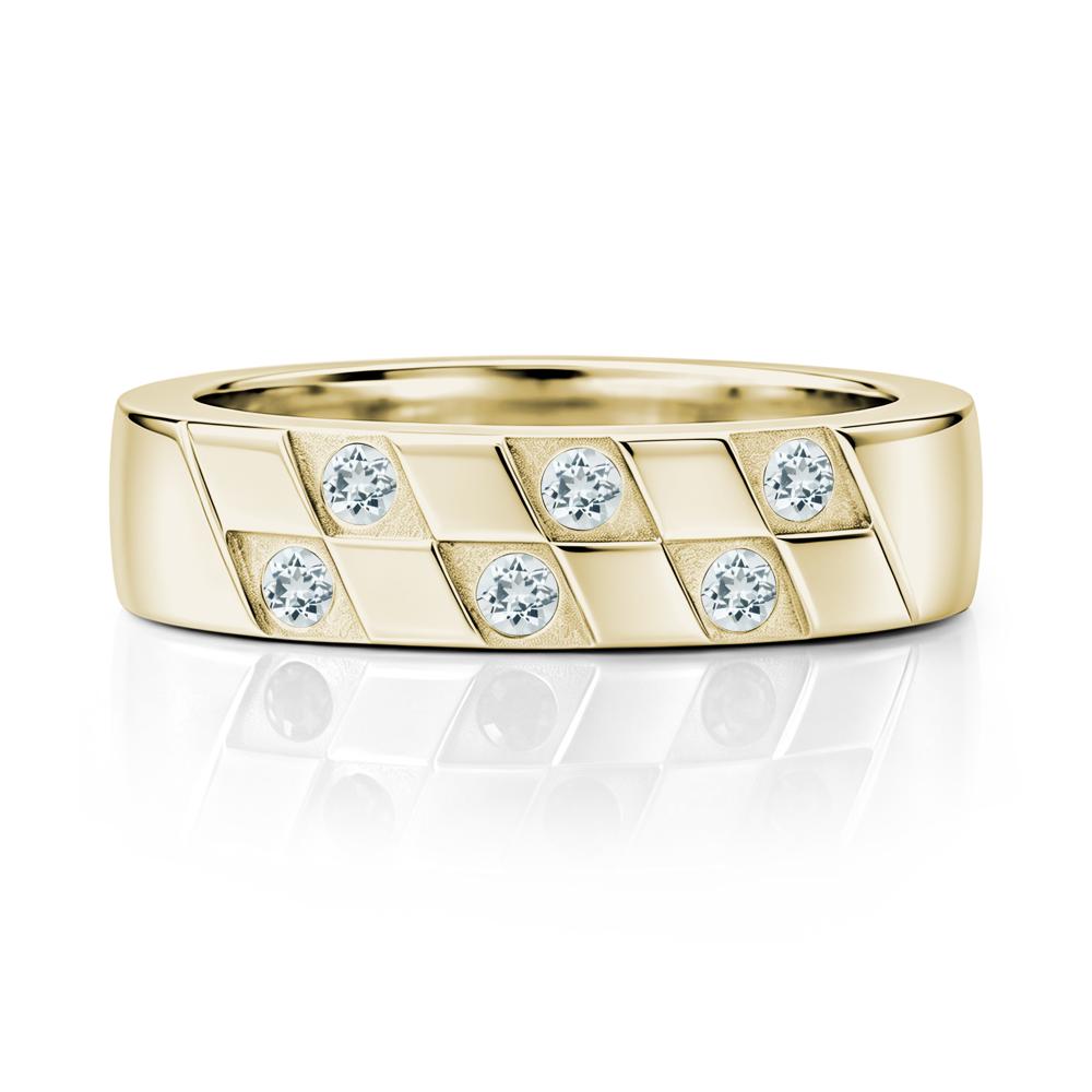 Moonstone Checkerboard Men's Ring - LUO Jewelry #gemstone_Aquamarine