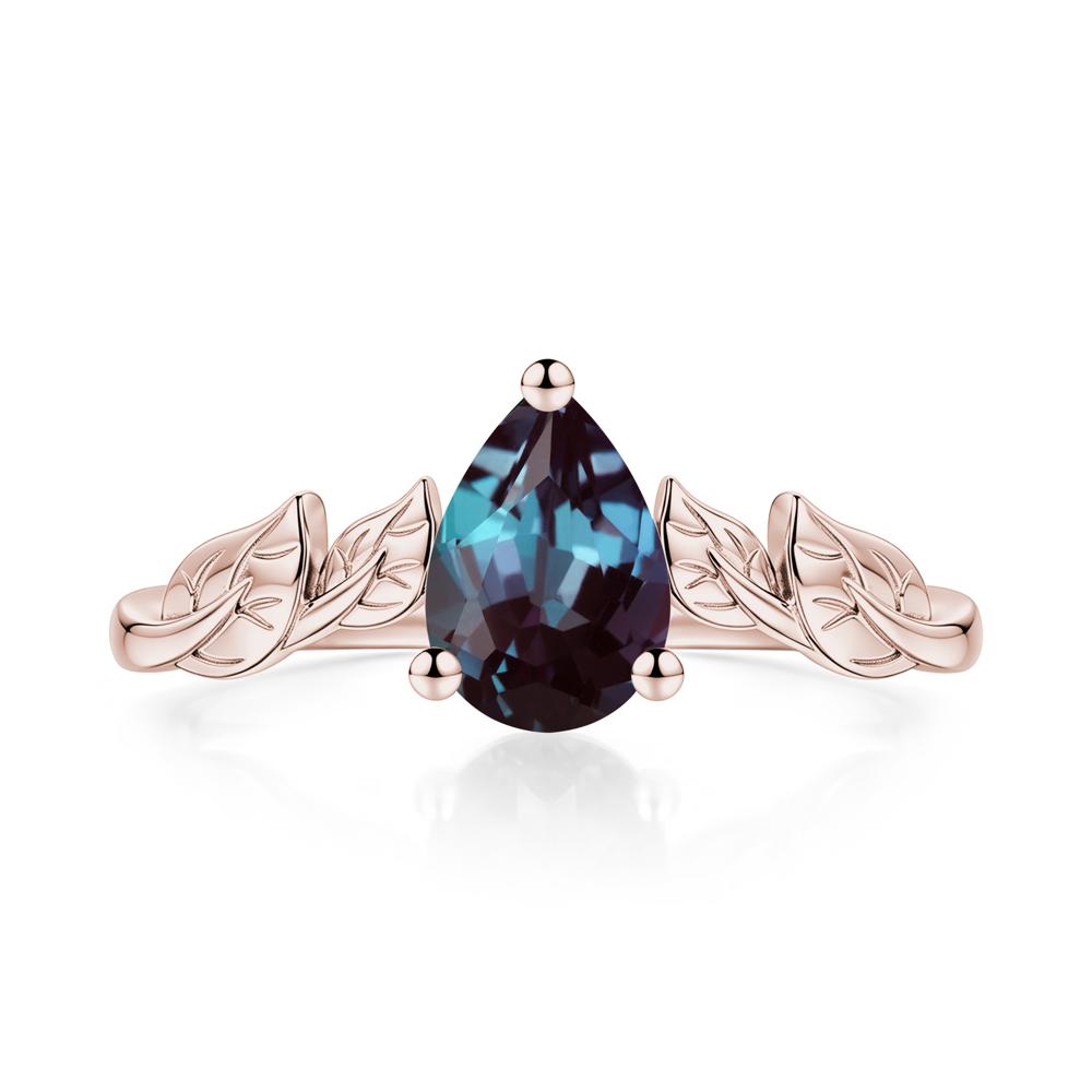 Pear Cut Amethyst Leaf Ring for Women - LUO Jewelry #gemstone_Alexandrite