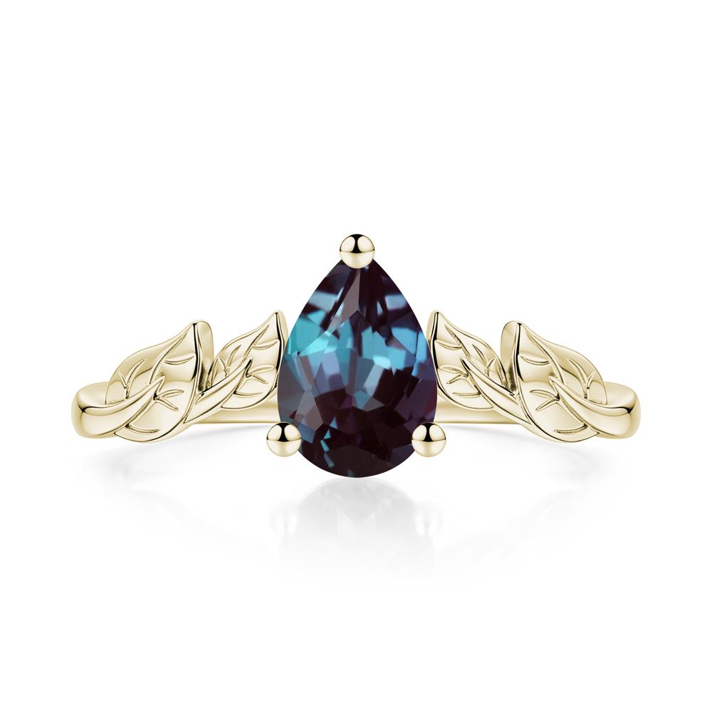 Pear Cut Amethyst Leaf Ring for Women - LUO Jewelry #gemstone_Alexandrite