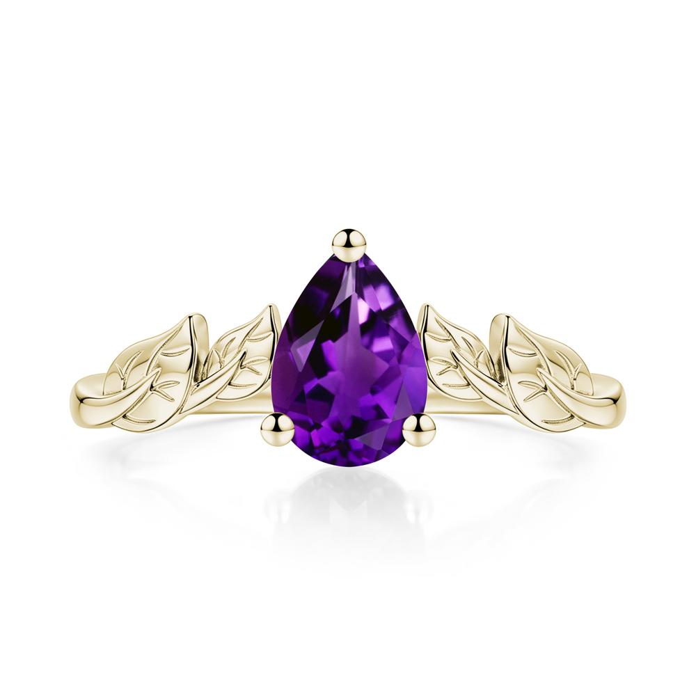 Pear Cut Amethyst Leaf Ring for Women - LUO Jewelry #gemstone_Amethyst