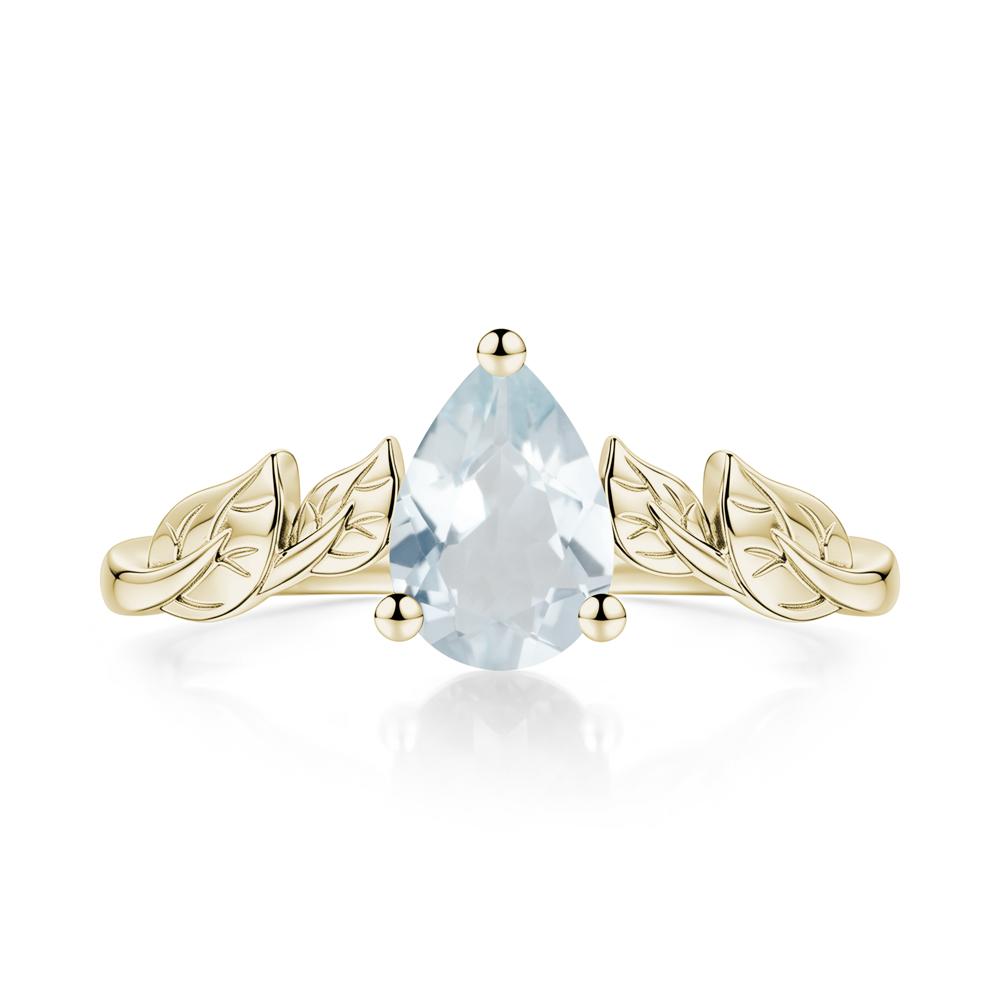 Pear Cut Amethyst Leaf Ring for Women - LUO Jewelry #gemstone_Aquamarine