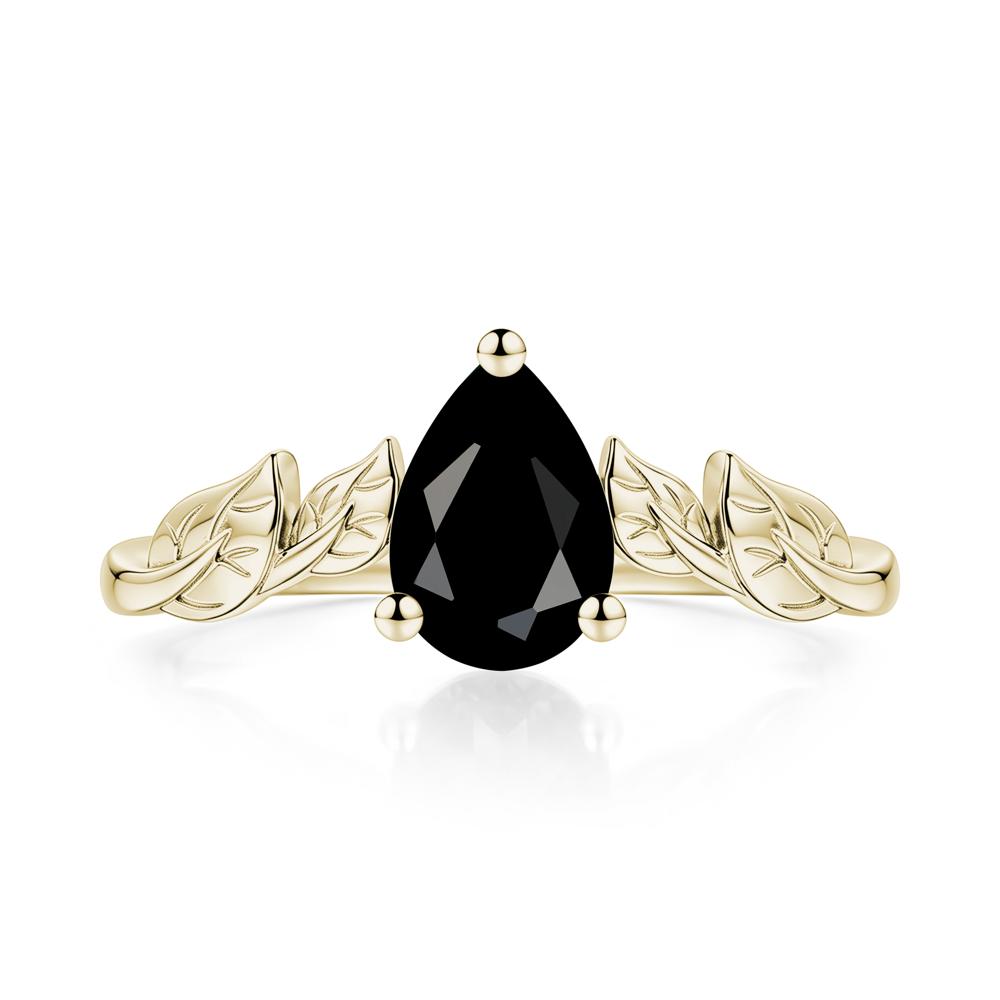Pear Cut Amethyst Leaf Ring for Women - LUO Jewelry #gemstone_Black Spinel