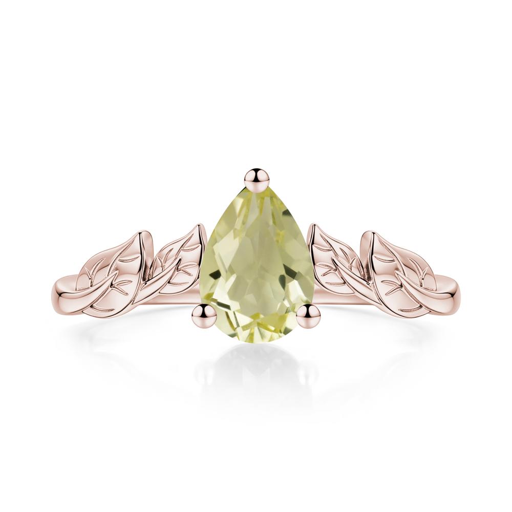 Pear Cut Amethyst Leaf Ring for Women - LUO Jewelry #gemstone_Lemon Quartz