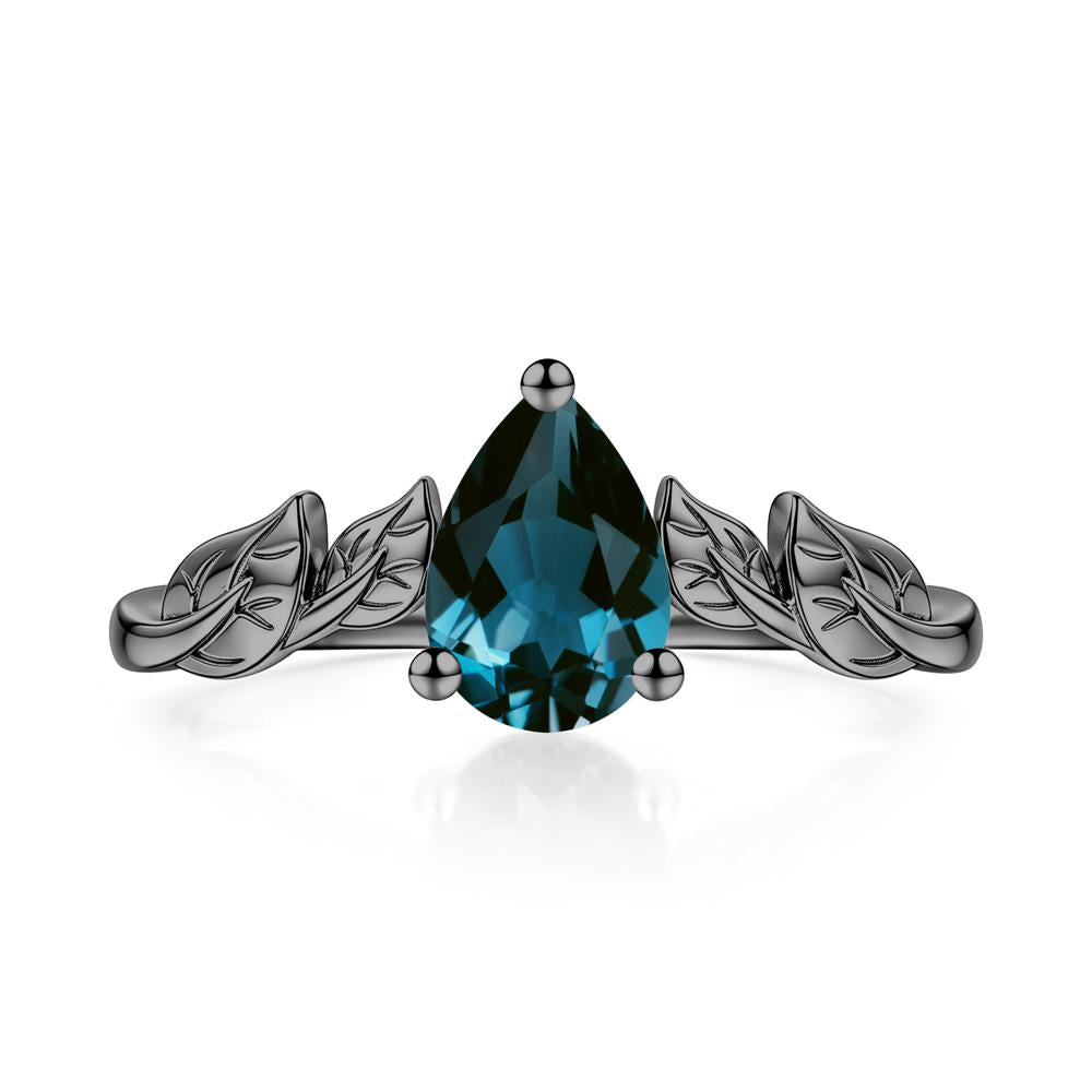 Pear Cut Amethyst Leaf Ring for Women - LUO Jewelry #gemstone_London Blue Topaz