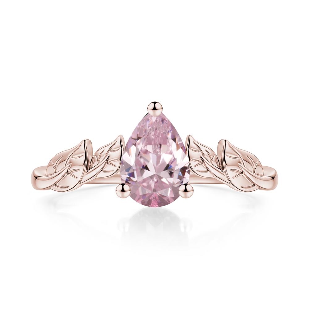 Pear Cut Amethyst Leaf Ring for Women - LUO Jewelry #gemstone_Pink Cubic Zirconia