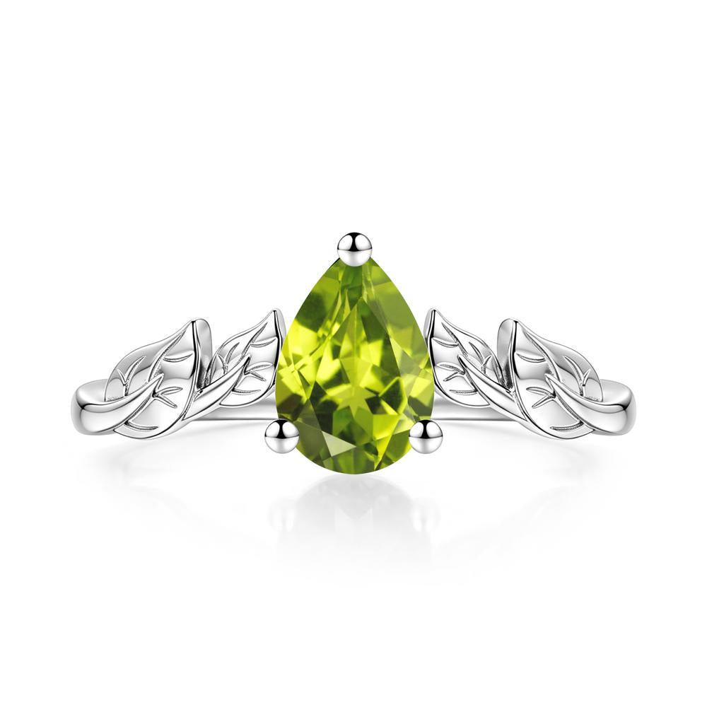 Pear Cut Amethyst Leaf Ring for Women - LUO Jewelry #gemstone_Peridot