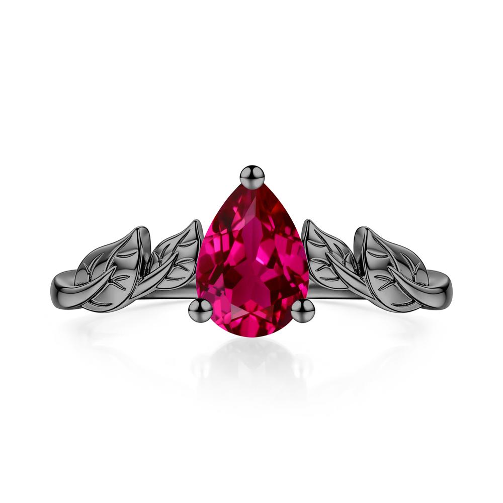 Pear Cut Amethyst Leaf Ring for Women - LUO Jewelry #gemstone_Ruby