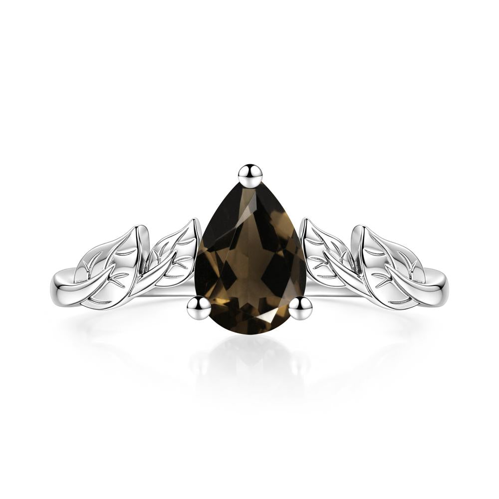 Pear Cut Amethyst Leaf Ring for Women - LUO Jewelry #gemstone_Smoky Quartz