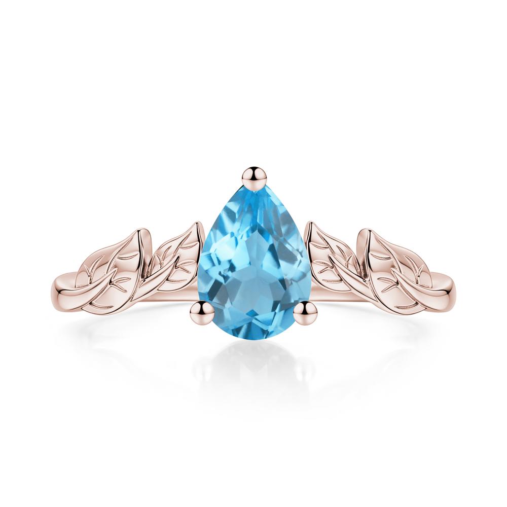 Pear Cut Amethyst Leaf Ring for Women - LUO Jewelry #gemstone_Swiss Blue Topaz