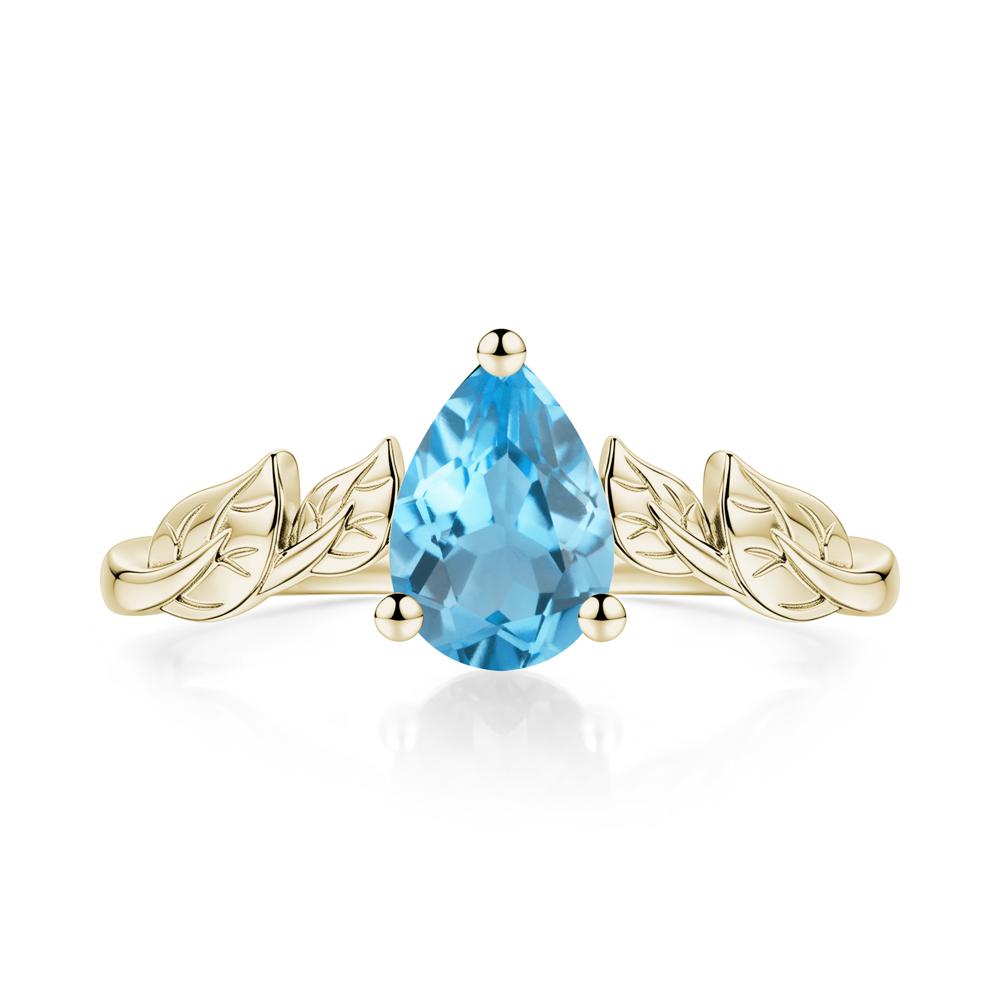 Pear Cut Amethyst Leaf Ring for Women - LUO Jewelry #gemstone_Swiss Blue Topaz