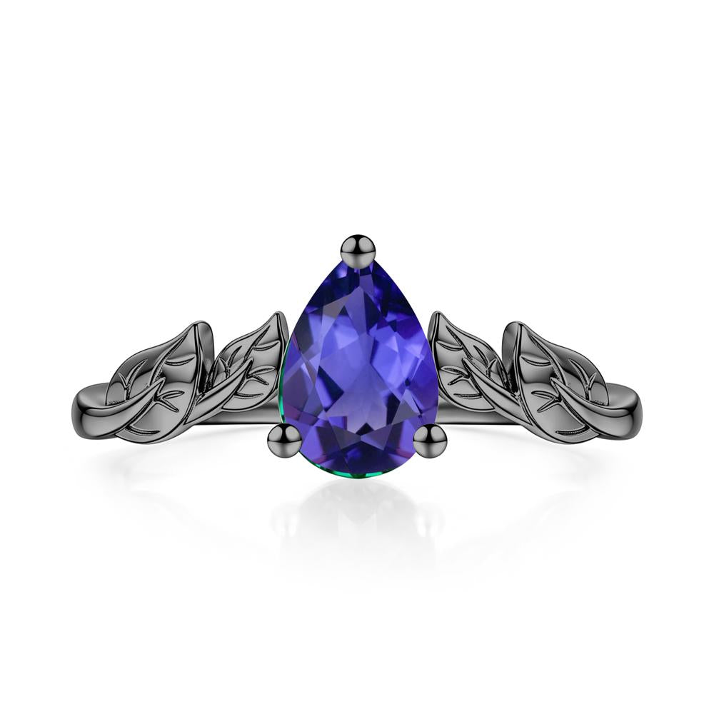 Pear Cut Amethyst Leaf Ring for Women - LUO Jewelry #gemstone_Tanzanite