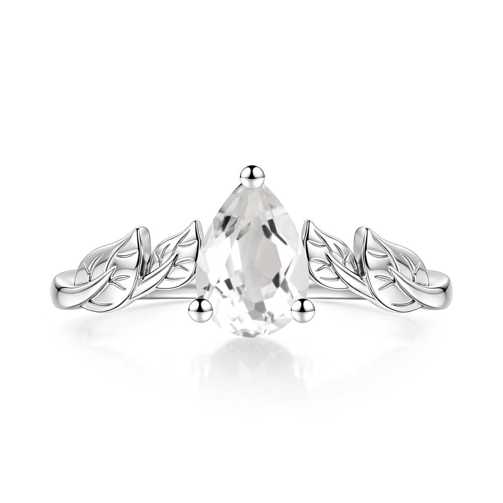 Pear Cut Amethyst Leaf Ring for Women - LUO Jewelry #gemstone_White Topaz