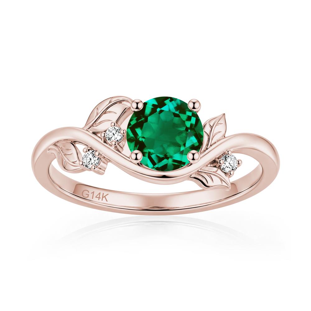 Round Shaped Garnet Curved Vine Leaf Ring - LUO Jewelry #gemstone_Emerald