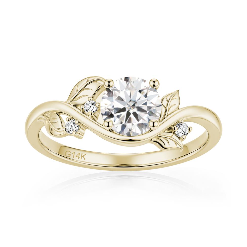 Round Shaped Garnet Curved Vine Leaf Ring - LUO Jewelry #gemstone_Moissanite