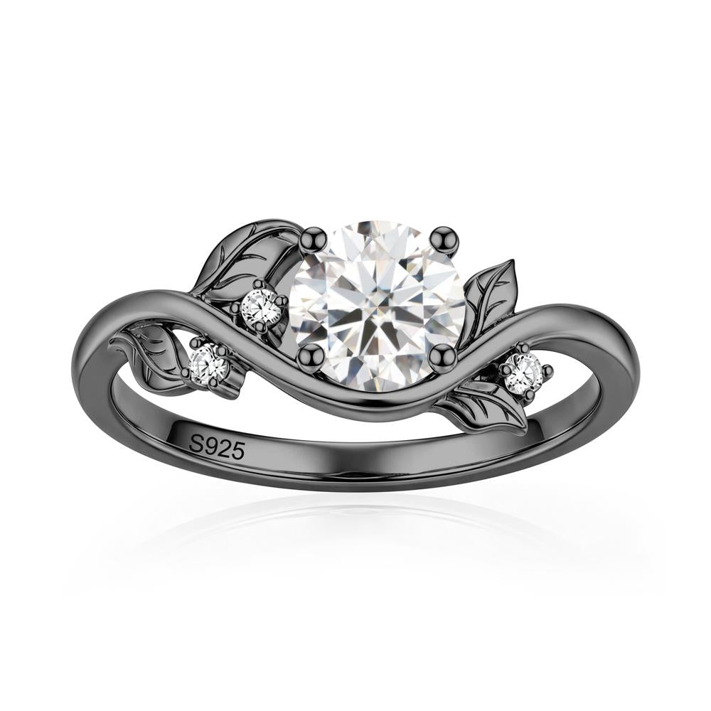 Round Shaped Garnet Curved Vine Leaf Ring - LUO Jewelry #gemstone_Moissanite