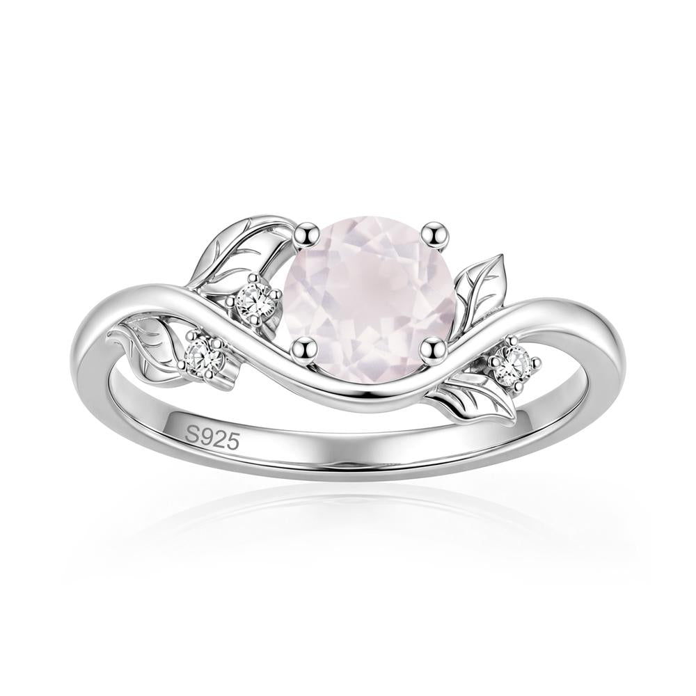 Round Shaped Garnet Curved Vine Leaf Ring - LUO Jewelry #gemstone_Rose Quartz