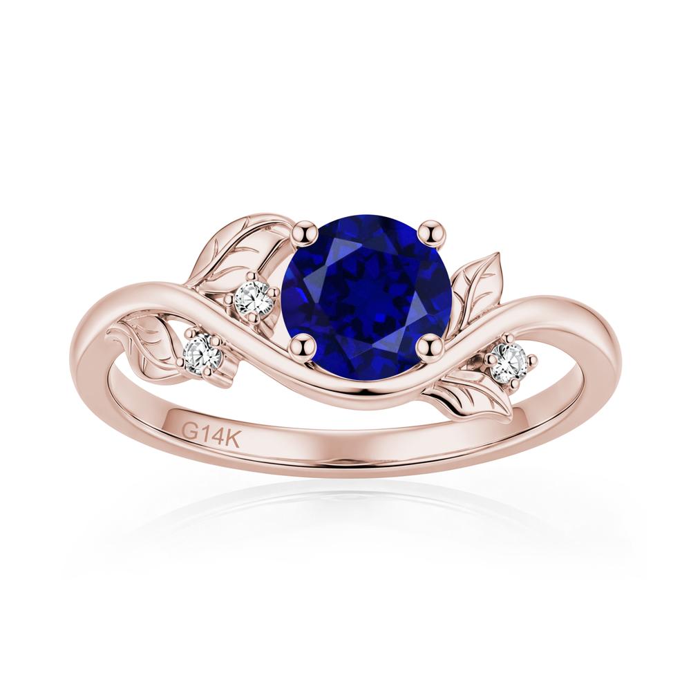 Round Shaped Garnet Curved Vine Leaf Ring - LUO Jewelry #gemstone_Sapphire