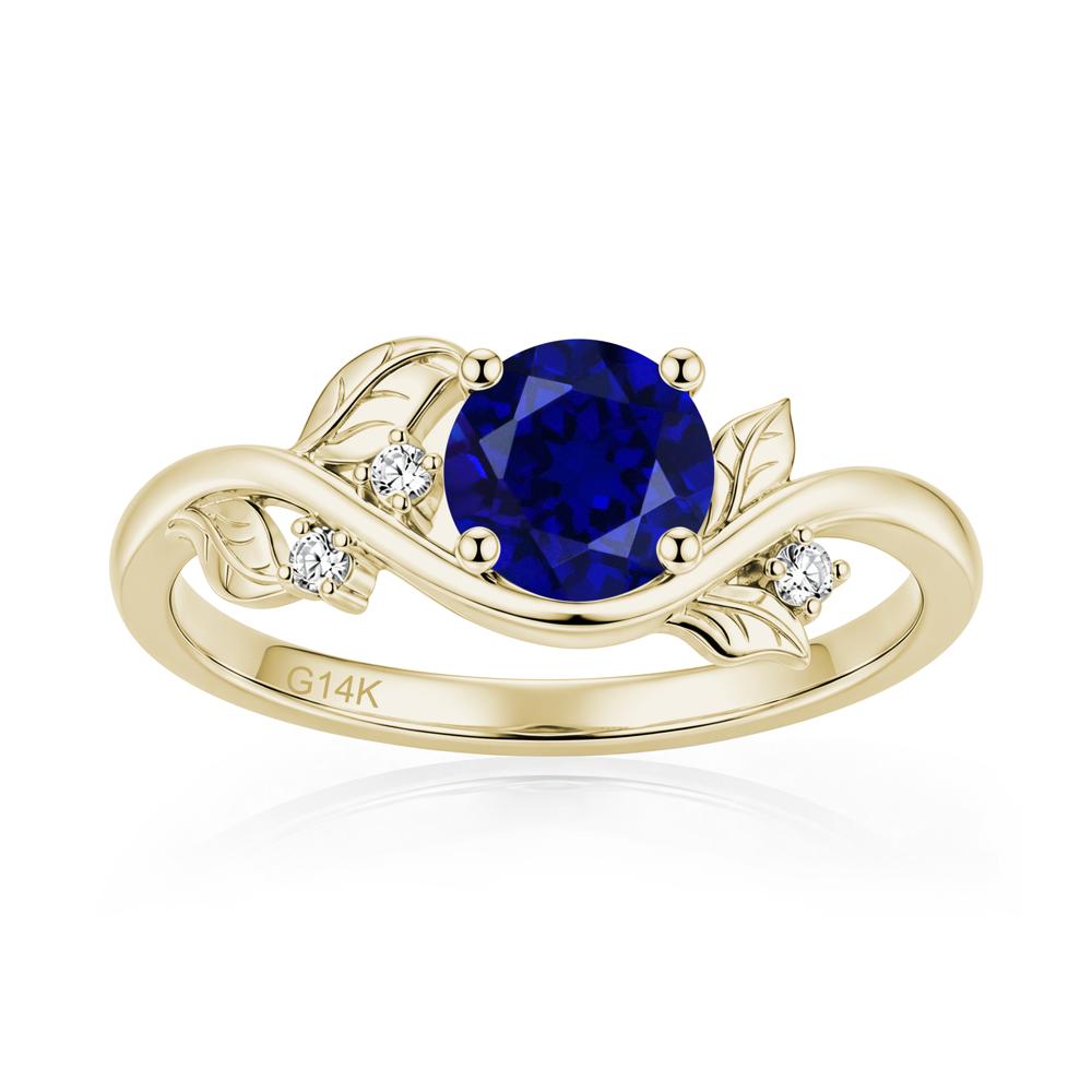 Round Shaped Garnet Curved Vine Leaf Ring - LUO Jewelry #gemstone_Sapphire