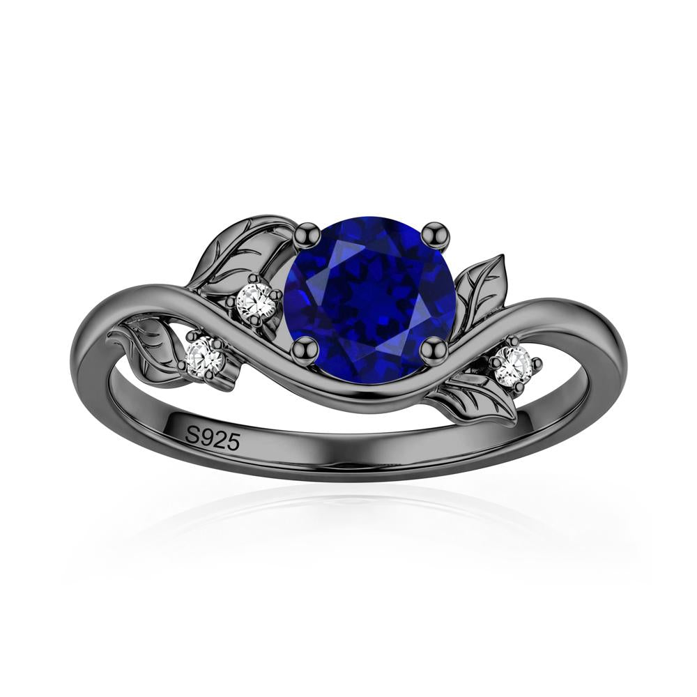 Round Shaped Garnet Curved Vine Leaf Ring - LUO Jewelry #gemstone_Sapphire