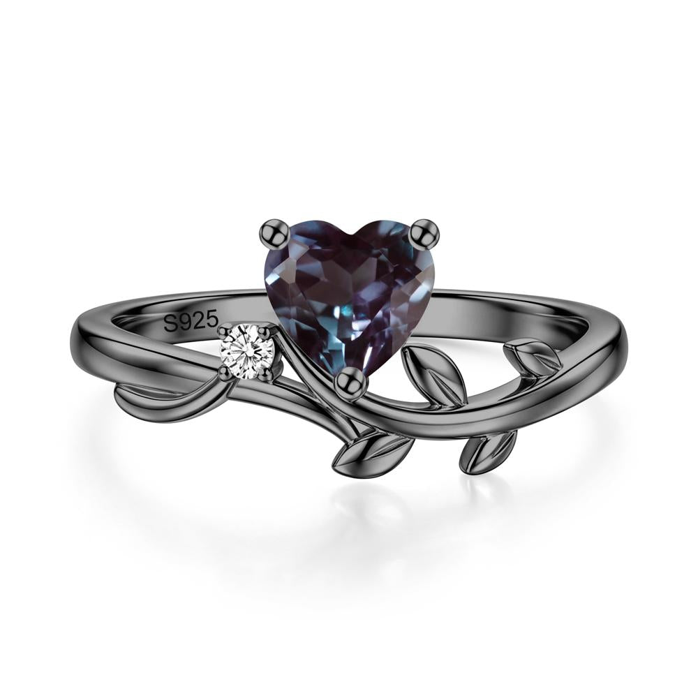 Heart Shaped Sapphire Vine and Leaf Ring - LUO Jewelry #gemstone_Alexandrite