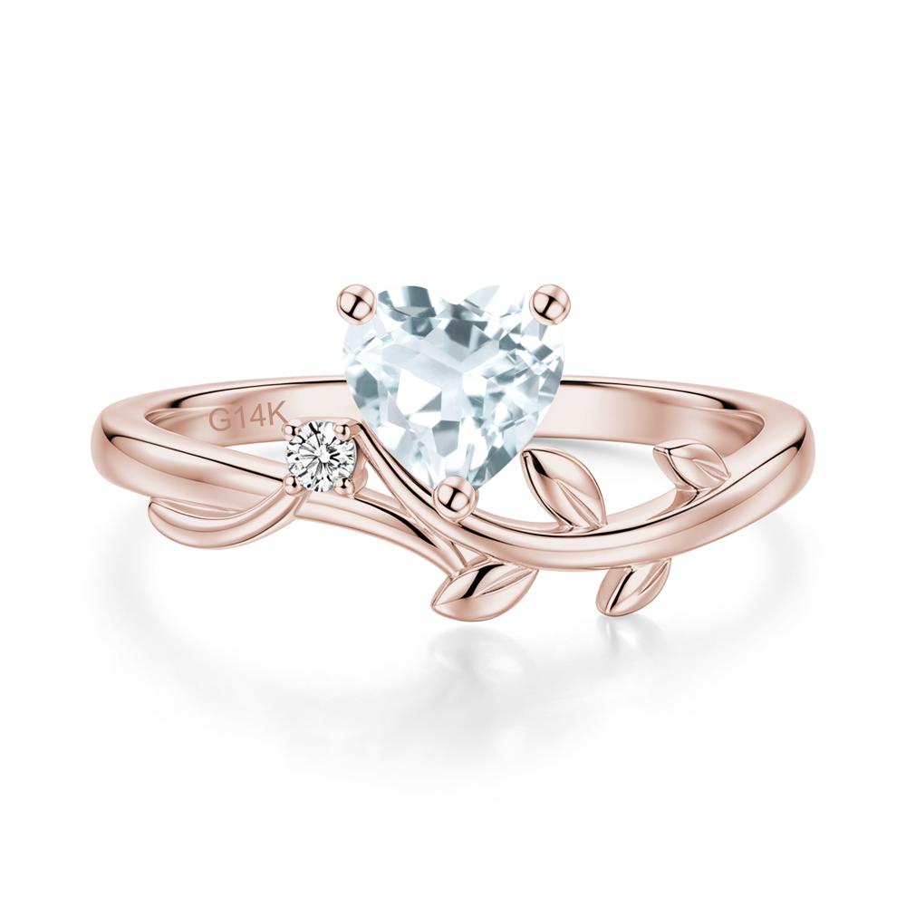 Heart Shaped Sapphire Vine and Leaf Ring - LUO Jewelry #gemstone_Aquamarine