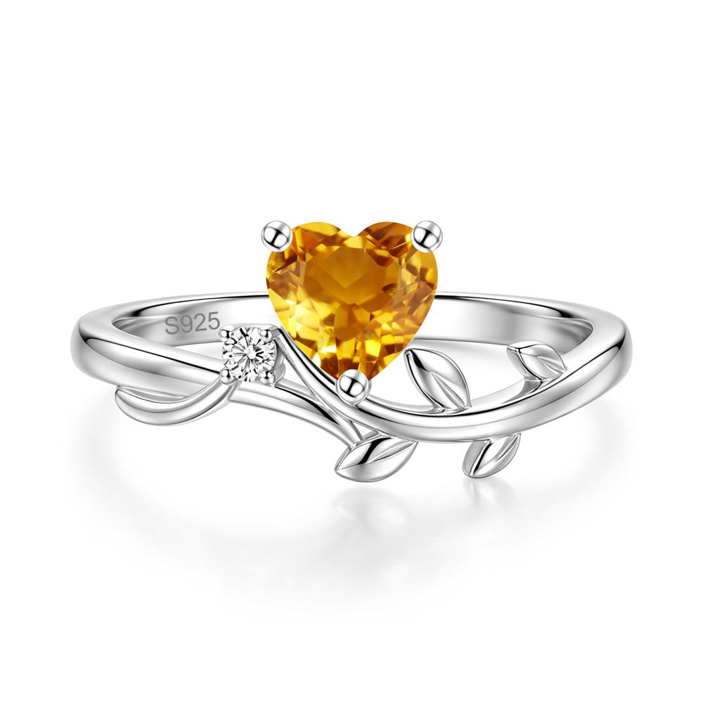 Heart Shaped Sapphire Vine and Leaf Ring - LUO Jewelry #gemstone_Citrine