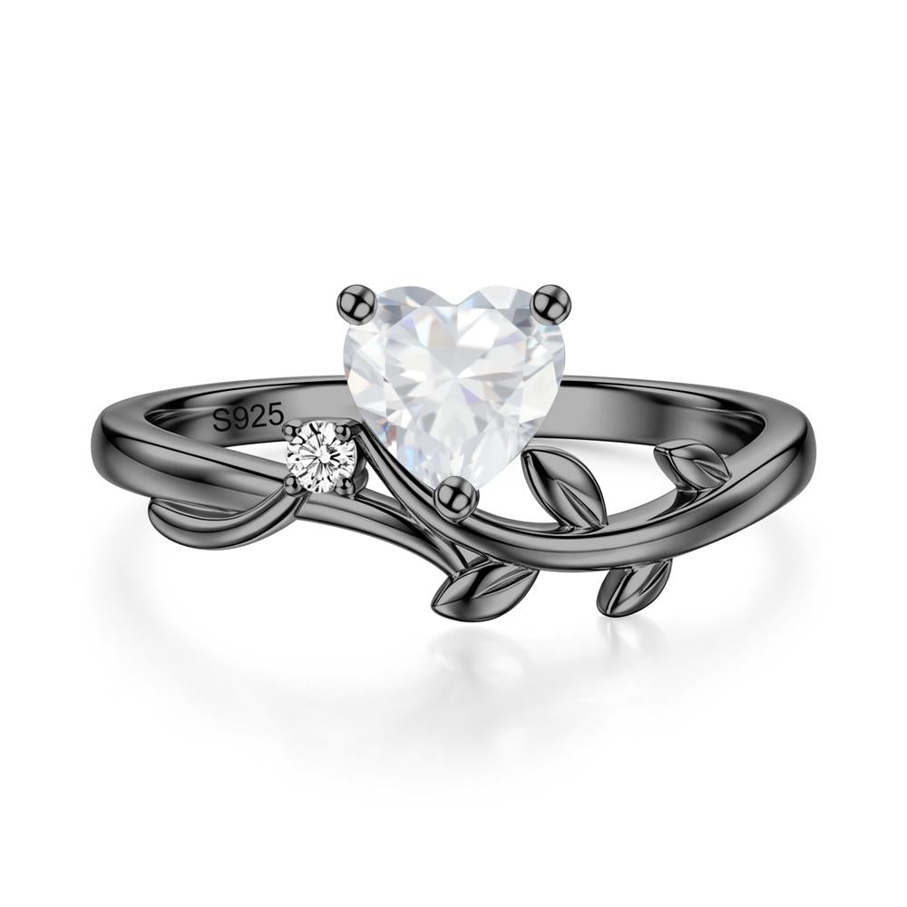 Heart Shaped Sapphire Vine and Leaf Ring - LUO Jewelry #gemstone_Cubic Zirconia
