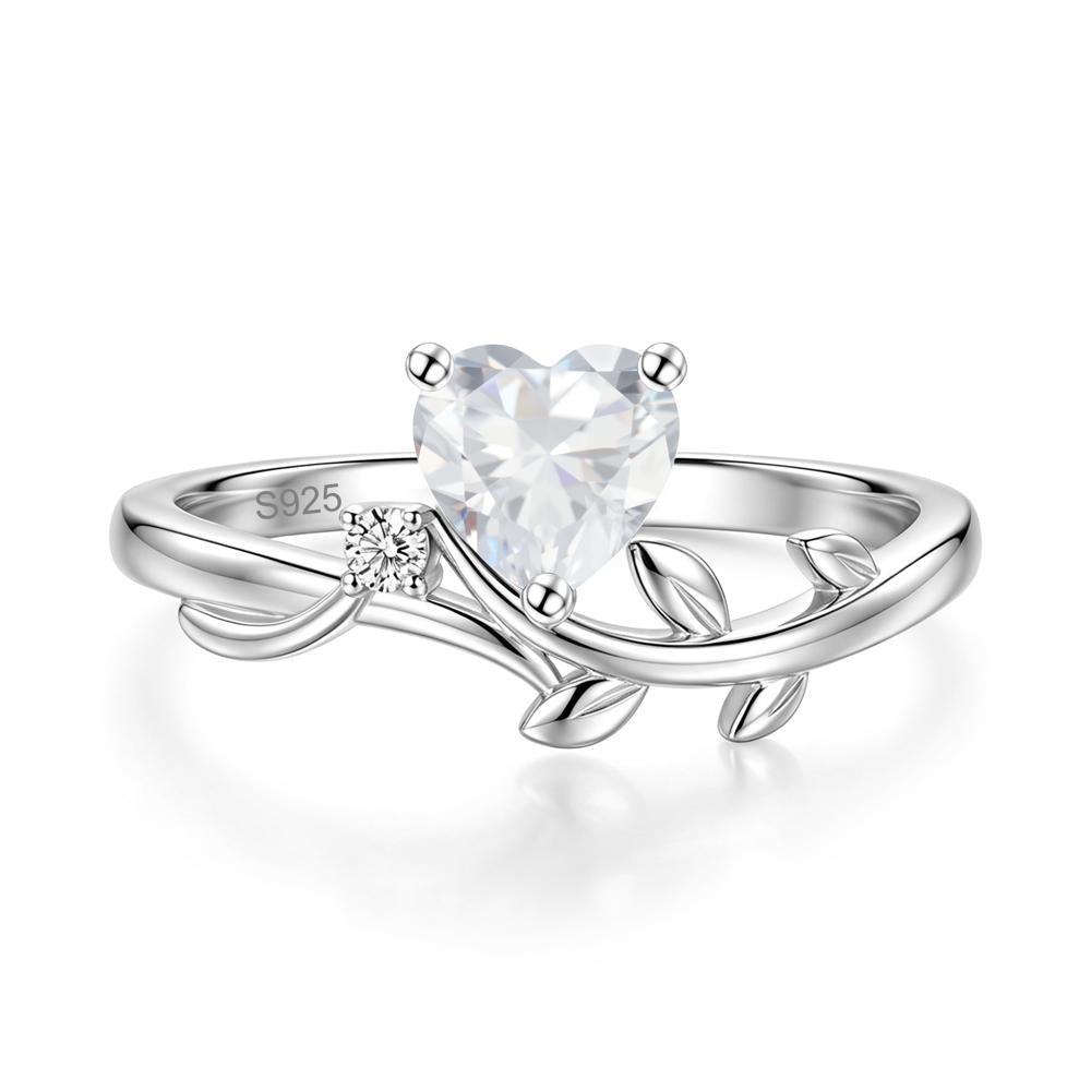Heart Shaped Sapphire Vine and Leaf Ring - LUO Jewelry #gemstone_Cubic Zirconia