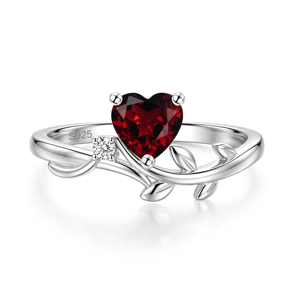 Heart Shaped Sapphire Vine and Leaf Ring - LUO Jewelry #gemstone_Garnet