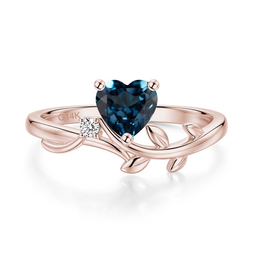 Heart Shaped Sapphire Vine and Leaf Ring - LUO Jewelry #gemstone_London Blue Topaz