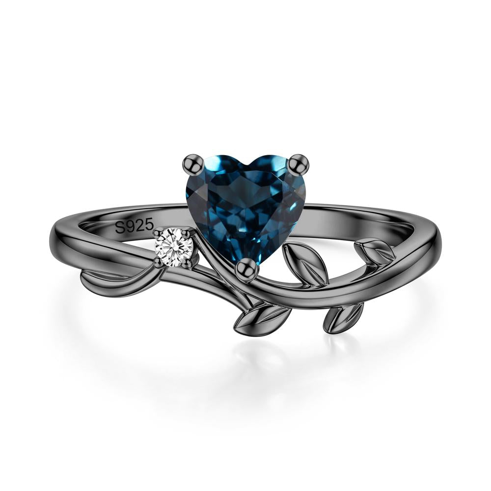 Heart Shaped Sapphire Vine and Leaf Ring - LUO Jewelry #gemstone_London Blue Topaz