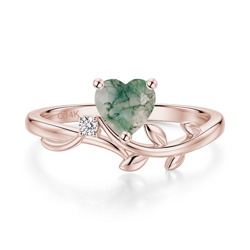 Heart Shaped Sapphire Vine and Leaf Ring - LUO Jewelry #gemstone_Moss Agate