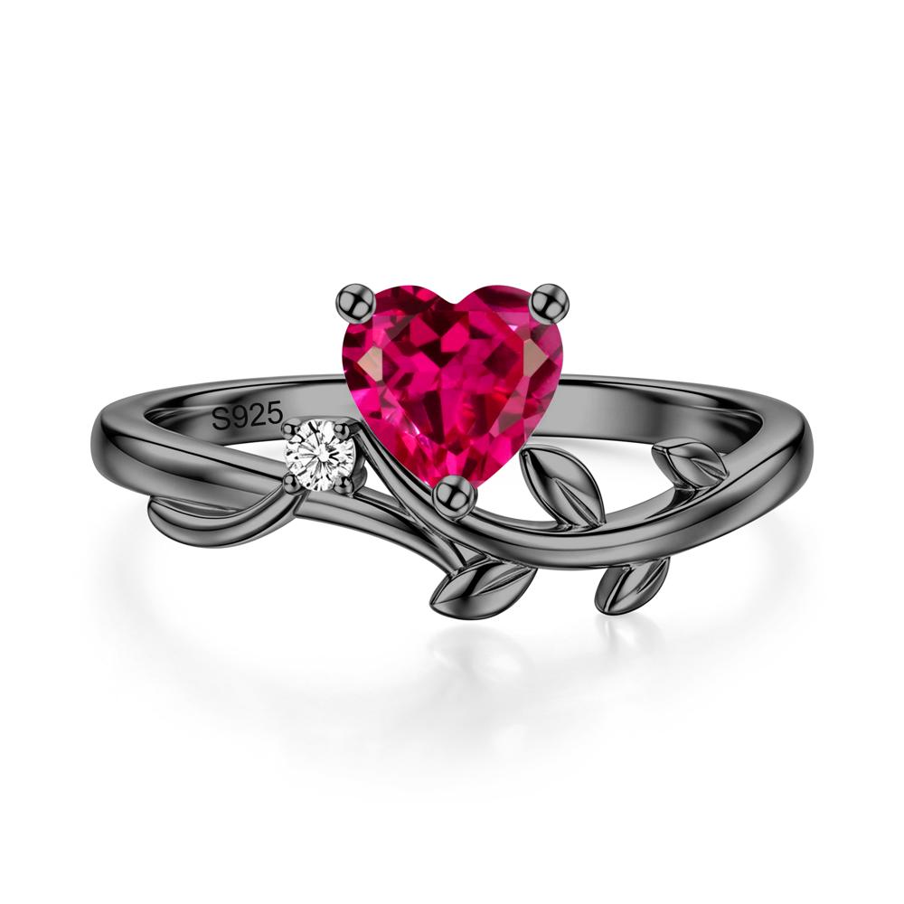 Heart Shaped Sapphire Vine and Leaf Ring - LUO Jewelry #gemstone_Ruby