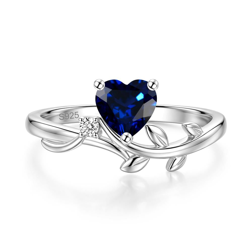 Heart Shaped Sapphire Vine and Leaf Ring - LUO Jewelry #gemstone_Sapphire
