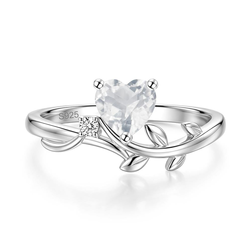 Heart Shaped Sapphire Vine and Leaf Ring - LUO Jewelry #gemstone_White Topaz
