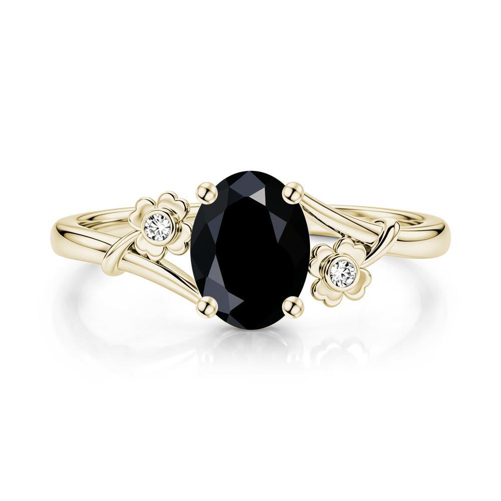 Oval Shaped Diopside Bypass Clover Ring - LUO Jewelry #gemstone_Black Spinel