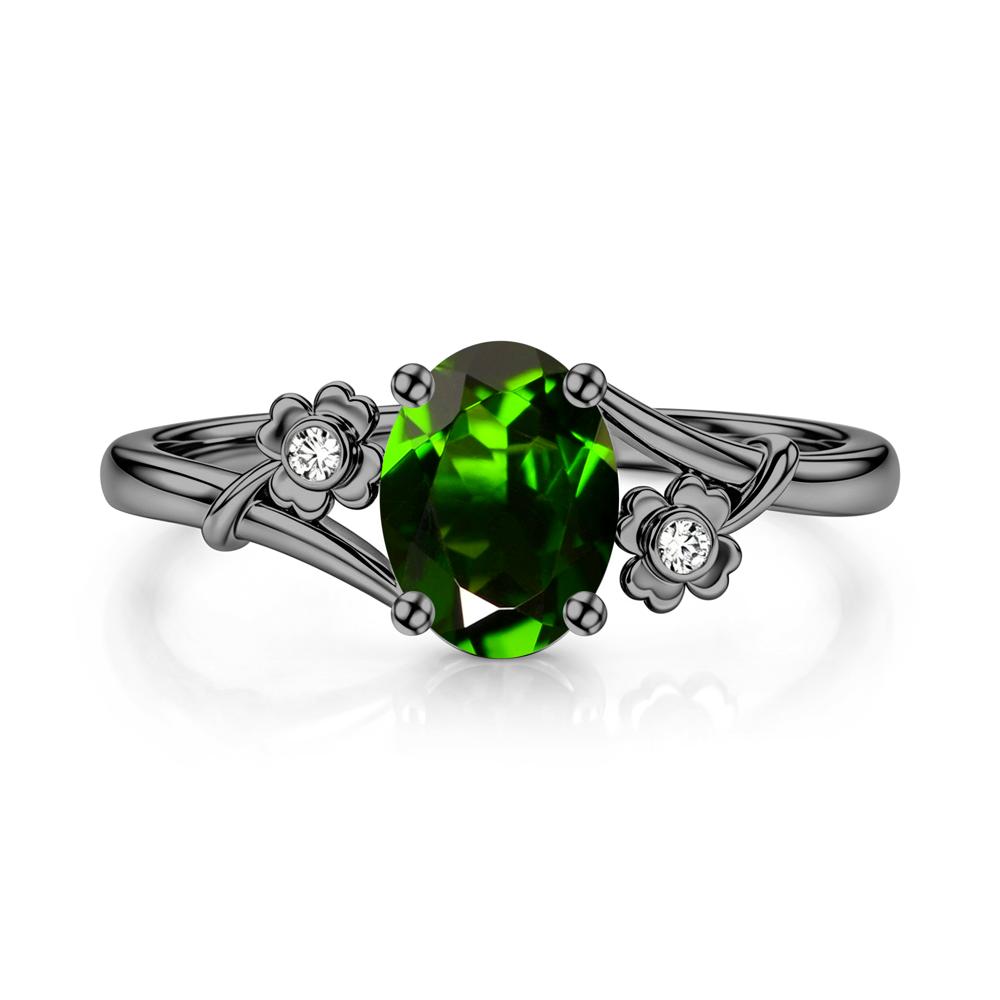 Oval Shaped Diopside Bypass Clover Ring - LUO Jewelry #gemstone_Diopside