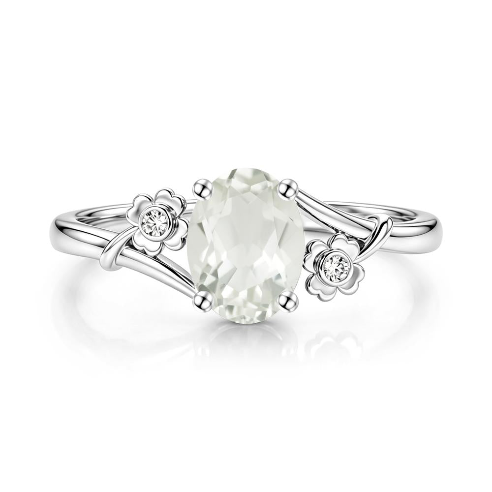 Oval Shaped Diopside Bypass Clover Ring - LUO Jewelry #gemstone_Green Amethyst