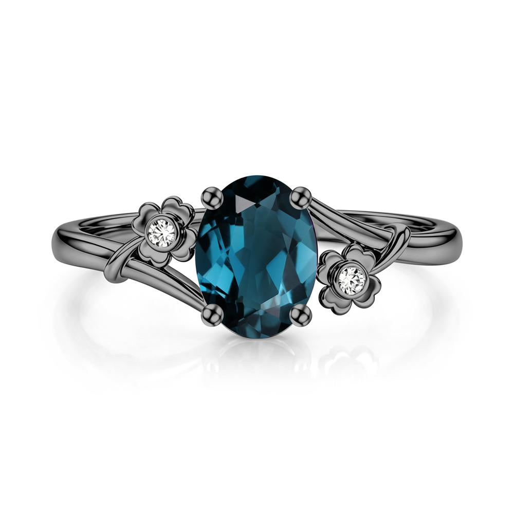 Oval Shaped Diopside Bypass Clover Ring - LUO Jewelry #gemstone_London Blue Topaz