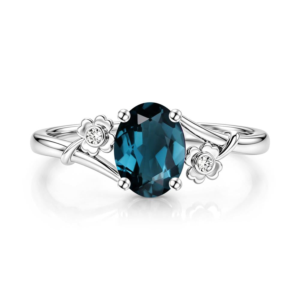 Oval Shaped Diopside Bypass Clover Ring - LUO Jewelry #gemstone_London Blue Topaz