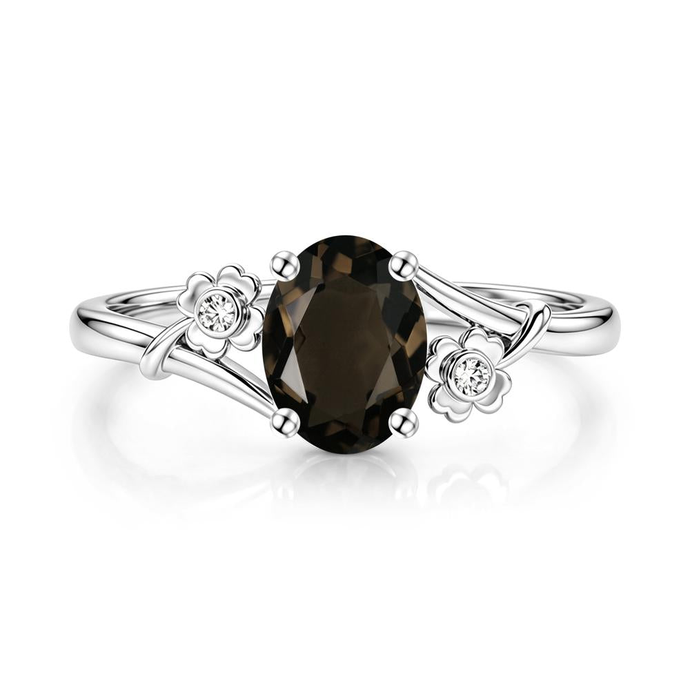 Oval Shaped Diopside Bypass Clover Ring - LUO Jewelry #gemstone_Smoky Quartz