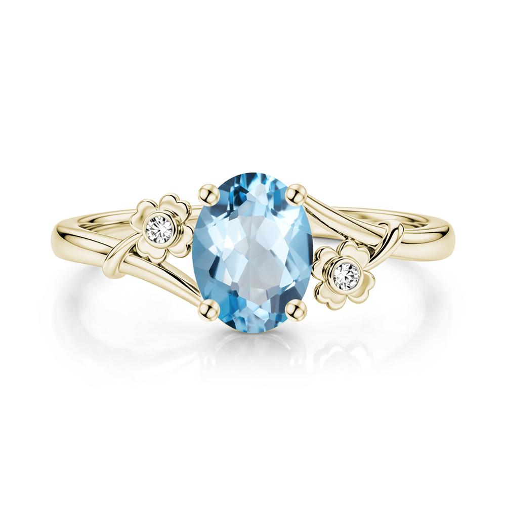 Oval Shaped Diopside Bypass Clover Ring - LUO Jewelry #gemstone_Swiss Blue Topaz