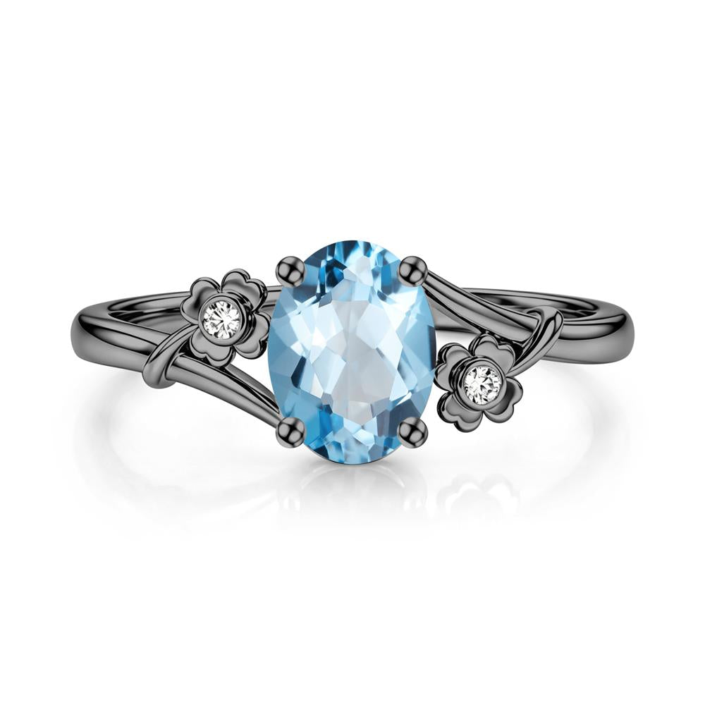 Oval Shaped Diopside Bypass Clover Ring - LUO Jewelry #gemstone_Swiss Blue Topaz