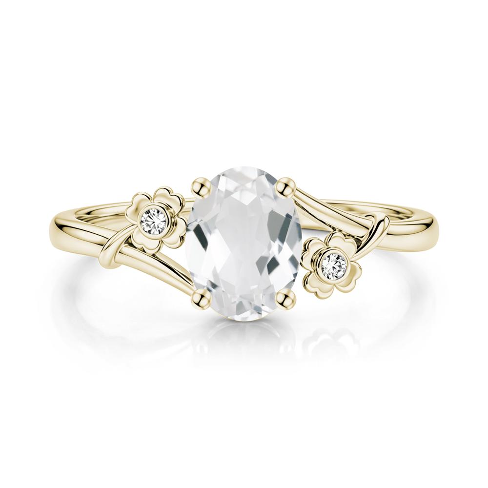 Oval Shaped Diopside Bypass Clover Ring - LUO Jewelry #gemstone_White Topaz