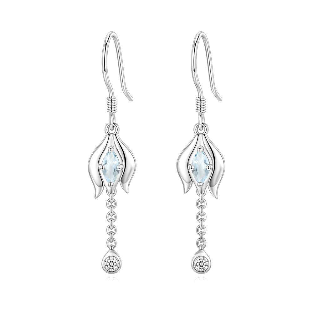 Garnet Tulip Dangle Hook Earrings - LUO Jewelry #gemstone_Aquamarine