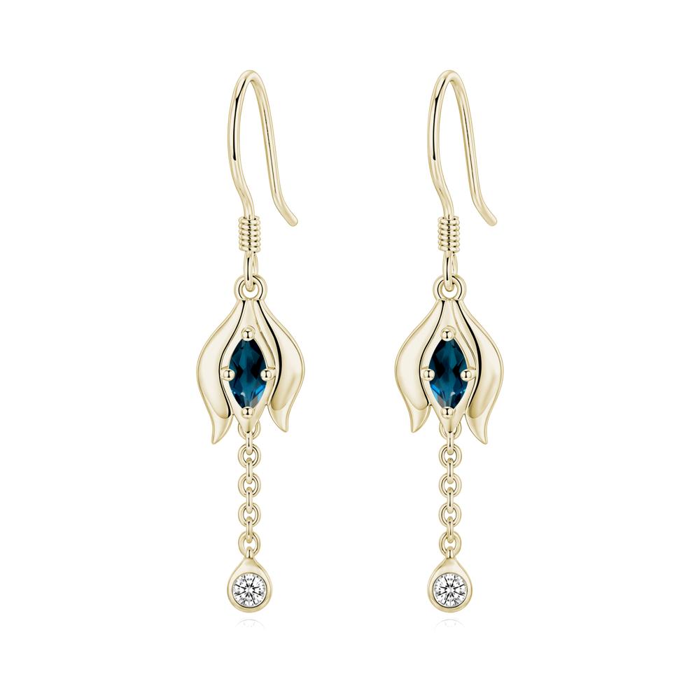 Garnet Tulip Dangle Hook Earrings - LUO Jewelry #gemstone_London Blue Topaz